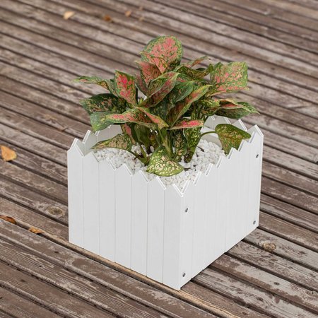 Gardenised Square Traditional Fence Design Vinyl Planter Box QI004006B.S